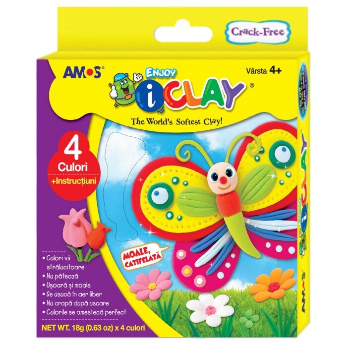 set plastilina pentru copii amos iclay 4 bucati set