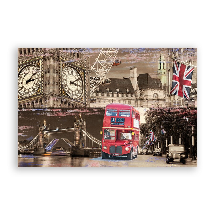 Red bus in london canvas