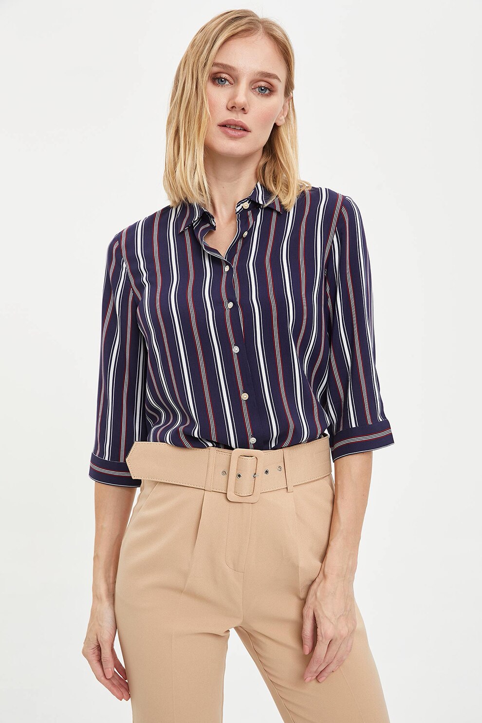 camasa zara basic alb cu rosu