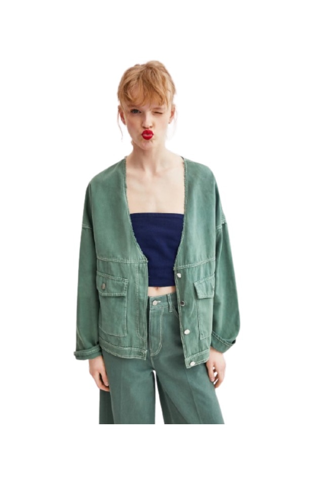 geaca neagra zara din denim