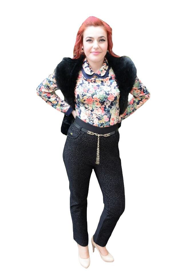 Pantaloni din catifea cu imprimeu zara femei – Cumpărați online