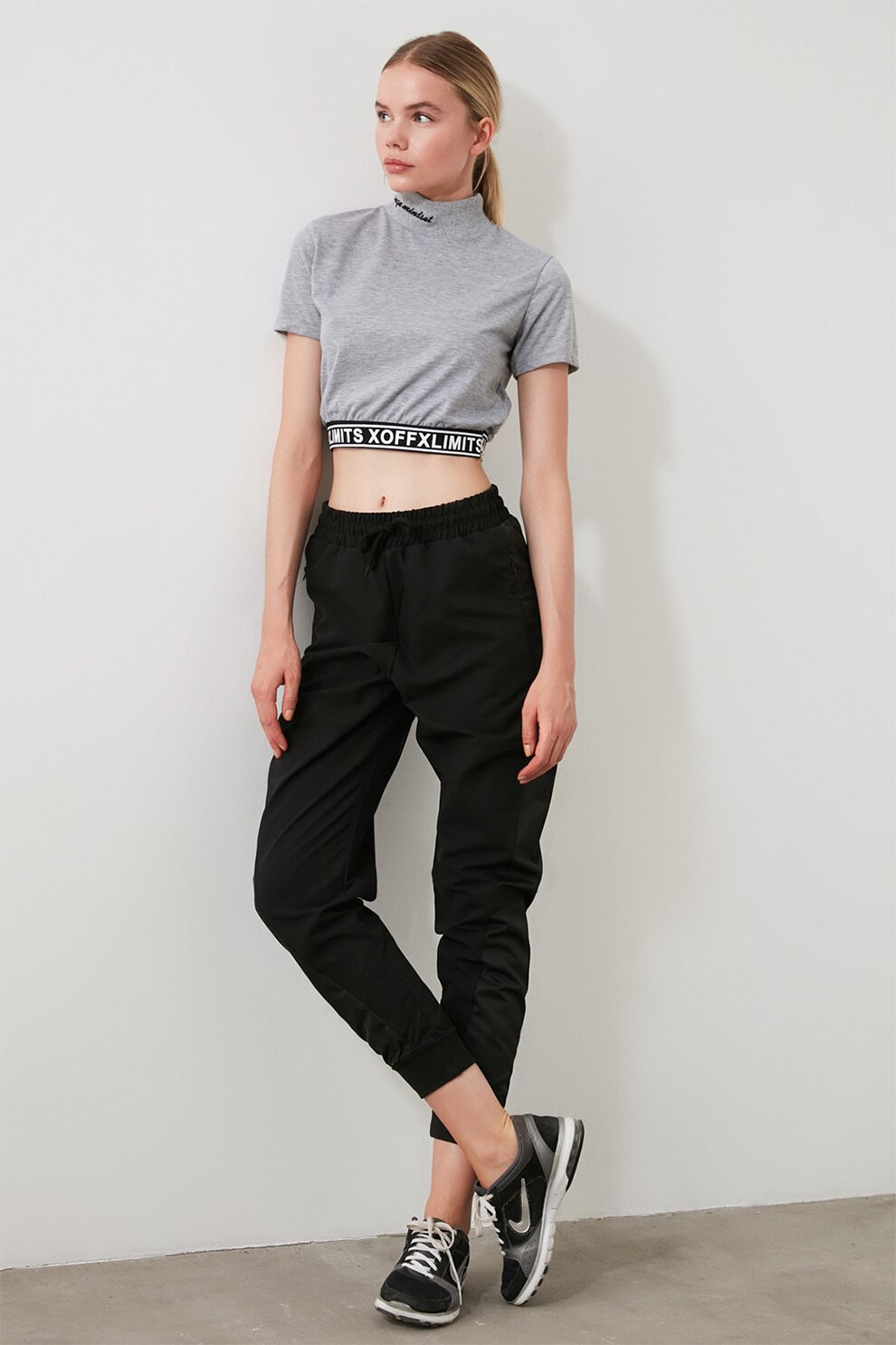 Zara black crop top with stripes
